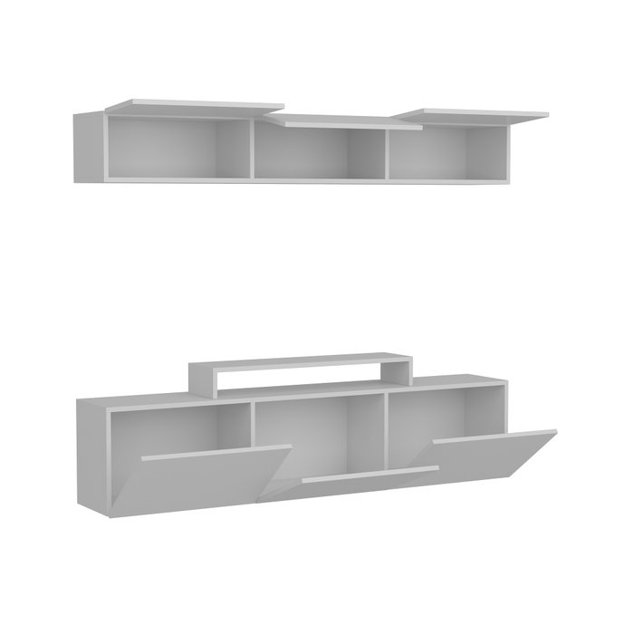 Hanah Home Mueble de TV Blanco Moderno Escandinavo con Estante de Pared, 180 cm Ancho