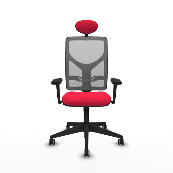 PIQUERAS Y CRESPO Silla de oficina Motilla con mecanismo Sincro, Tela Roja y Malla Gris PIQUERAS Y CRESPO Silla de oficina Motilla con mecanismo Sincro, Tela Roja y Malla Gris