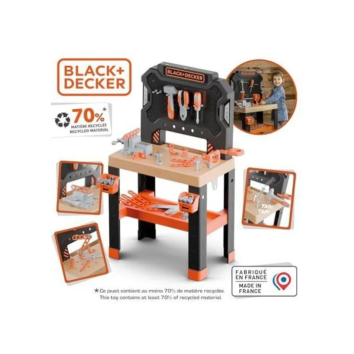 Smoby Banco de Herramientas Black&Decker Bricolo con 25 accesorios