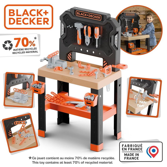 Smoby Banco de Herramientas Black&Decker Bricolo con 25 accesorios