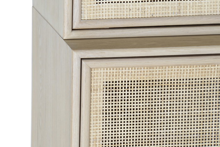 DKD Home Decor Vitrina Scandi Natural 196 x 120 cm Madera Paulownia y MDF con 3 Cajones y 4 Puertas