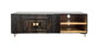 DKD Home Decor Mueble TV Mango y Metal Mandala Negro y Dorado