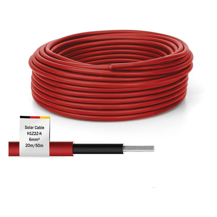 Digitus DK-SCIC6R-0500 Cable Solar Fotovoltaico PV 6 mm2 DC 1500V 50m Rojo, UV y Resistente a la Intemperie para Instalación Simplificada
