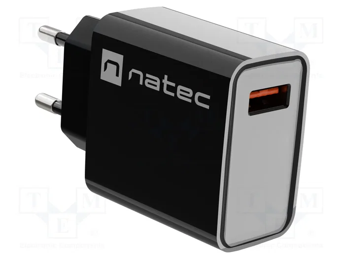 Natec Ribera Cargador USB-A 18W Negro con Carga Rápida