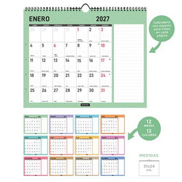 SENFORT Calendario de Pared Diamante Apaisado 2027 para Escribir 310x240 mm