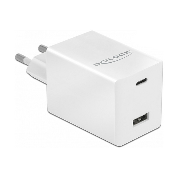 DeLOCK Cargador USB GaN Tipo-C PD 3.0 y USB Tipo-A 48W, 100-240V, Blanco, Carga Rápida para Múltiples Dispositivos DeLOCK Cargador USB GaN Tipo-C PD 3.0 y USB Tipo-A 48W, 100-240V, Blanco, Carga Rápida para Múltiples Dispositivos