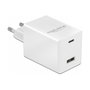 DeLOCK Cargador USB GaN Tipo-C PD 3.0 y USB Tipo-A 48W, 100-240V, Blanco, Carga Rápida para Múltiples Dispositivos