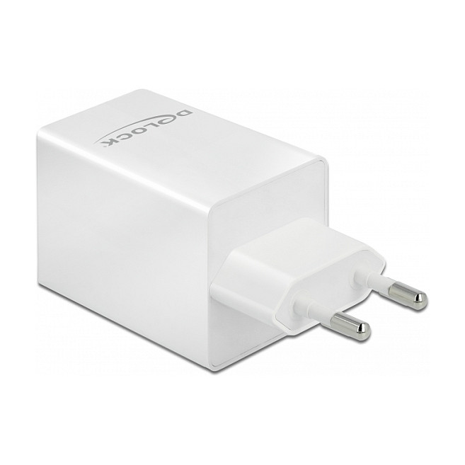 DeLOCK Cargador USB GaN Tipo-C PD 3.0 y USB Tipo-A 48W, 100-240V, Blanco, Carga Rápida para Múltiples Dispositivos DeLOCK Cargador USB GaN Tipo-C PD 3.0 y USB Tipo-A 48W, 100-240V, Blanco, Carga Rápida para Múltiples Dispositivos