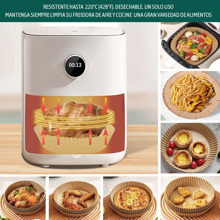 Algon Set de 20 Bases de Papel para Airfryer Rojas 20/24 cm (24 Unidades)
