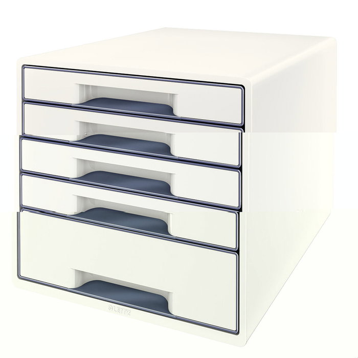 Leitz WOW Desk Cube Fichero de cajones de sobremesa con 1 cajón grande y 4 pequeños, Blanco/gris Leitz WOW Desk Cube Fichero de cajones de sobremesa con 1 cajón grande y 4 pequeños, Blanco/gris