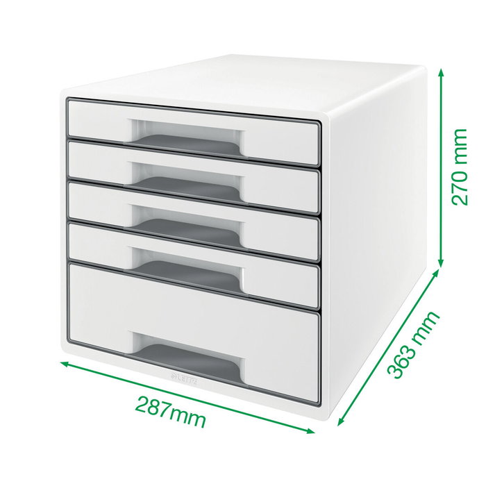 Leitz WOW Desk Cube Fichero de cajones de sobremesa con 1 cajón grande y 4 pequeños, Blanco/gris Leitz WOW Desk Cube Fichero de cajones de sobremesa con 1 cajón grande y 4 pequeños, Blanco/gris