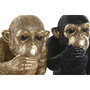 DKD Home Decor Figura de Mono Portabotellas en Resina, Dorado y Negro
