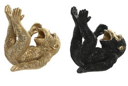 DKD Home Decor Figura Resina Dorado Negro 24.5 x 15 x 22.5 cm (2 Unidades)