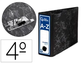 Liderpapel Archivador de Palanca 4º Apaisado Lomo 80mm Classic Blue Negro Compresor Metálico