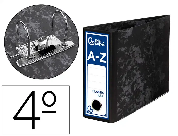 Liderpapel Archivador de Palanca 4º Apaisado Lomo 80mm Classic Blue Negro Compresor Metálico Liderpapel Archivador de Palanca 4º Apaisado Lomo 80mm Classic Blue Negro Compresor Metálico