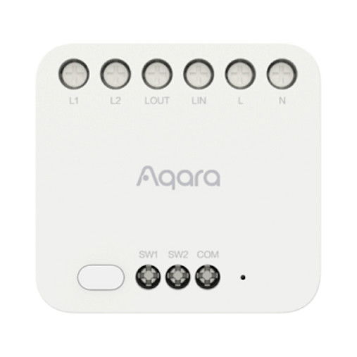 Aqara DCM-K01 Dual Relay Controller T2, Alámbrico ZigBee, 100-250V AC, 50/60Hz, Blanco, Funciona con Apple Siri, Control de carga 30W