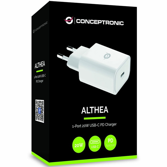 Conceptronic ALTHEA07W Cargador PD USB-C 20W Carga Rápida Power Delivery 3.0 Conceptronic ALTHEA07W Cargador PD USB-C 20W Carga Rápida Power Delivery 3.0