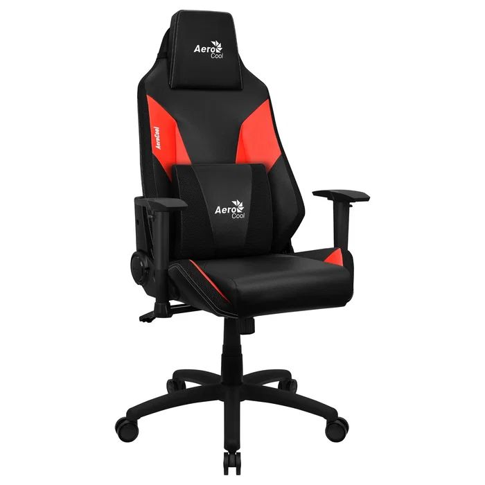 Aerocool ADMIRALBR Silla Gaming Reclinable Negra y Roja con Tecnología AIR, Reposabrazos 2D Ajustables y Cojín Lumbar, para hasta 150 kg