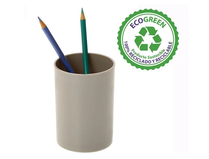 Archivo 2000 Cubilete portalapices gris opaco plastico 100% reciclado diametro 75 mm alto 105 mm