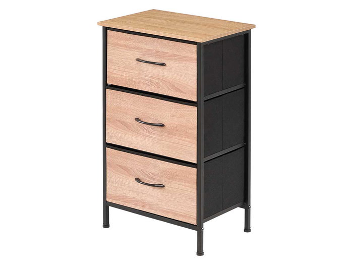GIFTDECOR Mueble 3 Cajones Efecto Madera Madera-Negro GIFTDECOR Mueble 3 Cajones Efecto Madera Madera-Negro