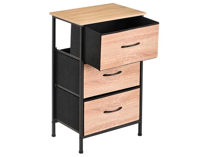 GIFTDECOR Mueble 3 Cajones Efecto Madera Madera-Negro GIFTDECOR Mueble 3 Cajones Efecto Madera Madera-Negro
