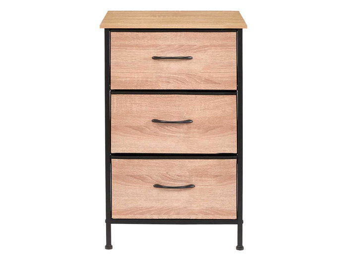 GIFTDECOR Mueble 3 Cajones Efecto Madera Madera-Negro GIFTDECOR Mueble 3 Cajones Efecto Madera Madera-Negro