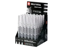 Sakura Rotulador Gelly Roll Blanco Expositor 36 Unidades Surtidas 0.5 mm 0.8 mm 1.0 mm Tinta Gel