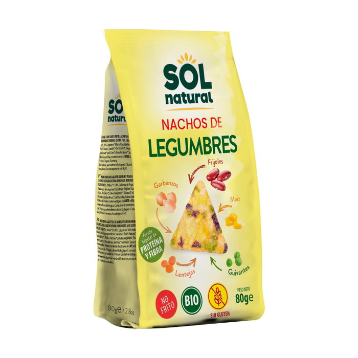Sol Natural Nachos de maíz con legumbres sin gluten Bio 80 g Sol Natural Nachos de maíz con legumbres sin gluten Bio 80 g