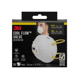 3M Mascarilla de partículas FFP1 8812-3 con válvula, pack de 3 unidades