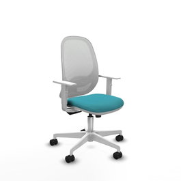 PIQUERAS Y CRESPO Silla de oficina Cilanco con mecanismo Sincro, Tela Turquesa y Malla Blanca