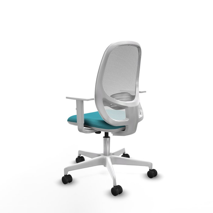 PIQUERAS Y CRESPO Silla de oficina Cilanco con mecanismo Sincro, Tela Turquesa y Malla Blanca