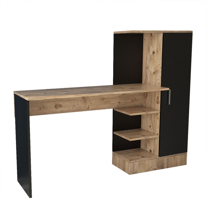 Hanah Home CT2-AB Mesa de Estudio Moderna y Elegante Pino Atlántico y Negro 152.3x120x40 cm Hanah Home CT2-AB Mesa de Estudio Moderna y Elegante Pino Atlántico y Negro 152.3x120x40 cm