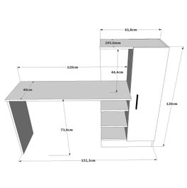 Hanah Home CT2-AB Mesa de Estudio Moderna y Elegante Pino Atlántico y Negro 152.3x120x40 cm