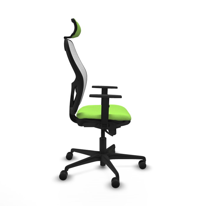 Silla de oficina Jorquera con mecanismo Sincro tapizada con Tela color Pistacho y malla color Blanco. Equipada con lumbar 1D, Brazos 1D, Cabecero 2D y Ruedas 65mm nailon Silla de oficina Jorquera con mecanismo Sincro tapizada con Tela color Pistacho y malla color Blanco. Equipada con lumbar 1D, Brazos 1D, Cabecero 2D y Ruedas 65mm nailon