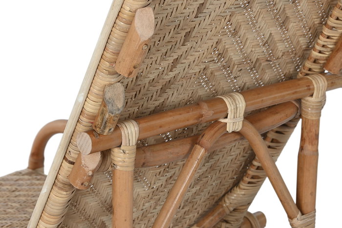 DKD Home Decor Tumbona y Mesa de Ratán Natural Set de 3 piezas 75 x 90 x 70 cm