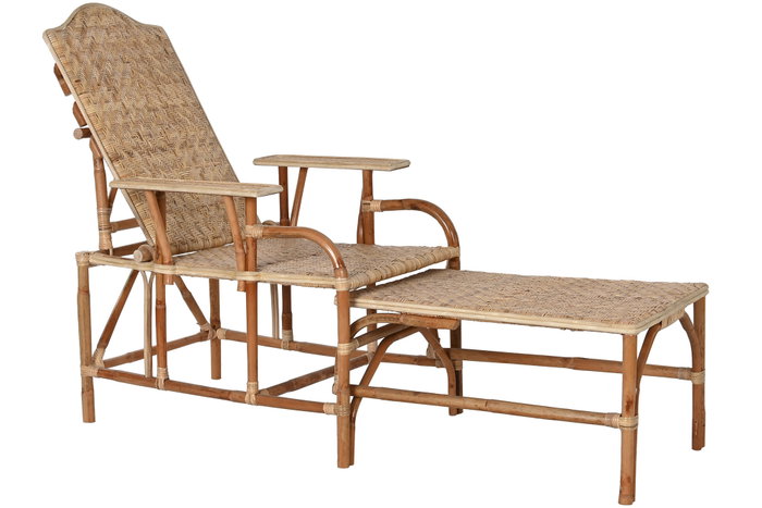 DKD Home Decor Set de Tumbona y Mesa de Ratán Natural Exotic 23 de 3 piezas