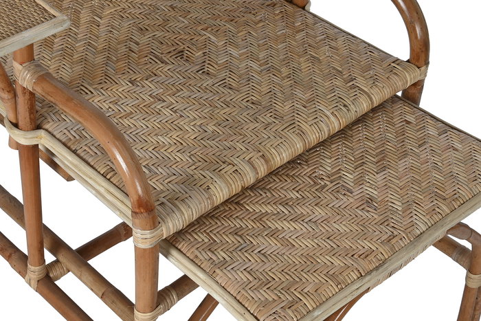 DKD Home Decor Tumbona y Mesa de Ratán Natural Set de 3 piezas 75 x 90 x 70 cm