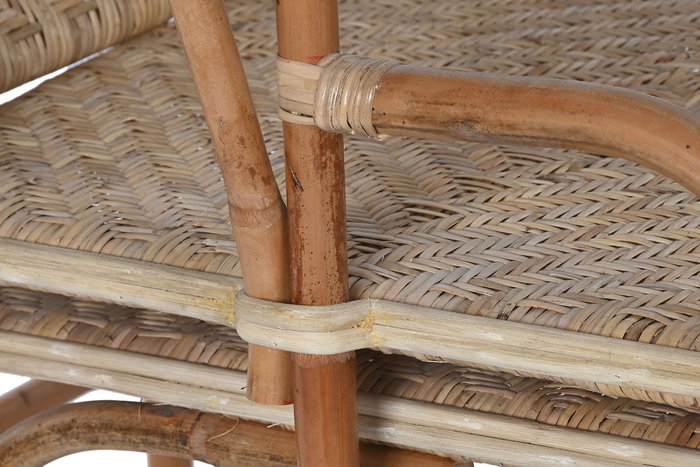 DKD Home Decor Tumbona y Mesa de Ratán Natural Set de 3 piezas 75 x 90 x 70 cm