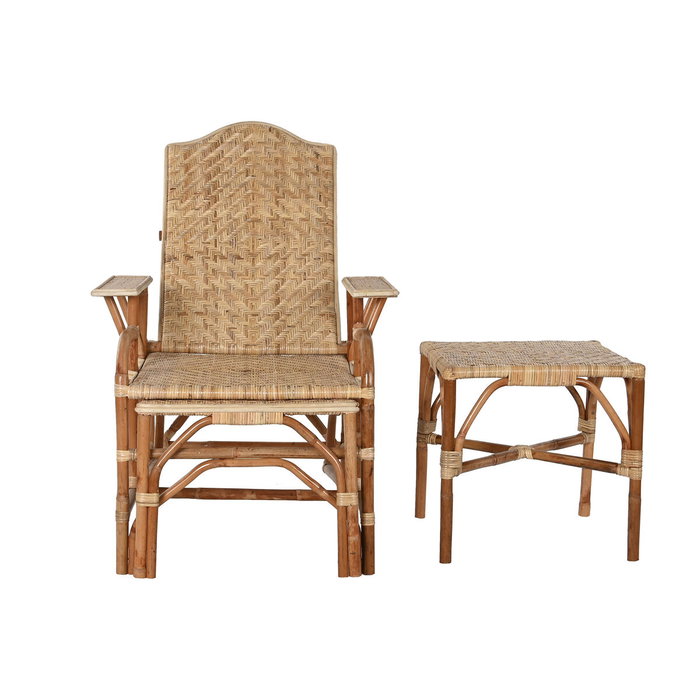 DKD Home Decor Set de Tumbona y Mesa de Ratán Natural Exotic 23 de 3 piezas