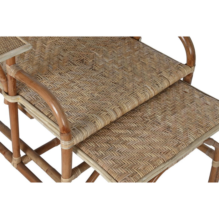 DKD Home Decor Set de Tumbona y Mesa de Ratán Natural Exotic 23 de 3 piezas