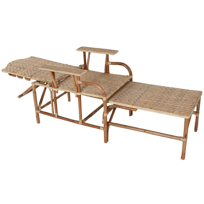 DKD Home Decor Set de Tumbona y Mesa de Ratán Natural Exotic 23 de 3 piezas