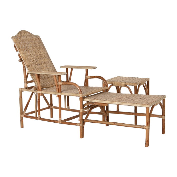 DKD Home Decor Set de Tumbona y Mesa de Ratán Natural Exotic 23 de 3 piezas