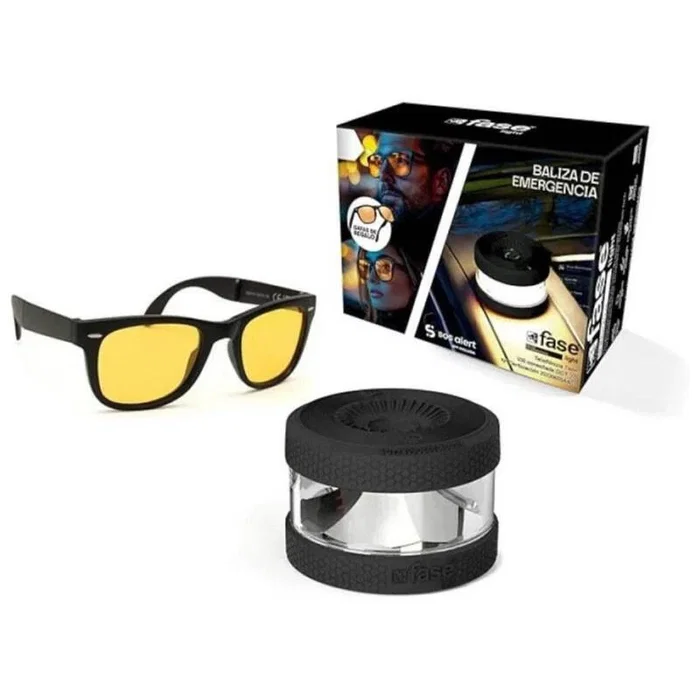 Thulos Baliza de emergencia V16 homologada DGT 3.0, conectada y geolocalizable (LCOE 2025010037G1) + Gafas de noche de regalo