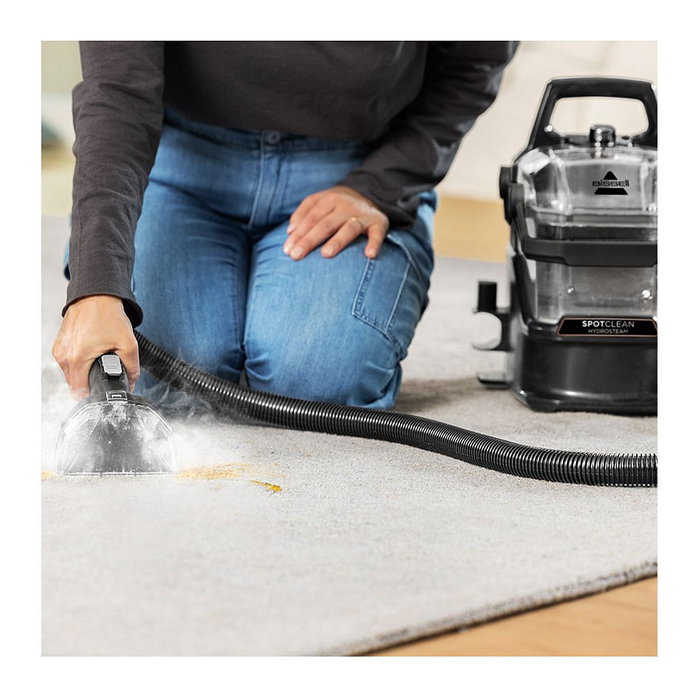 Bissell 3700N SpotClean HydroSteam Pro - Limpiador a Vapor de Cilindro 1.9 L, 1000W, para Alfombra, Suelo y Tapicería, Incluye Brocha y Boquilla, Negro/Cobre