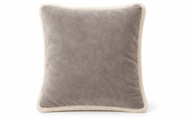 DKD Home Decor Cojín de Franela y Borreguito Gris Claro 45x45 cm
