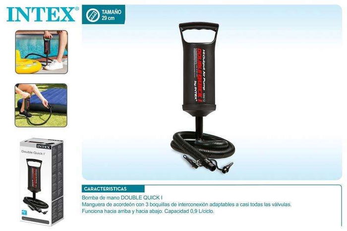 Intex Bomba de mano Double Quick I - Inflador manual para piscina, colchón y flotador - PVC, PE, ABS, acero, nylon