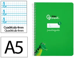 Liderpapel Cuaderno Espiral Pautaguía A5 Tapa Dura Verde