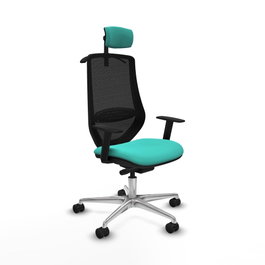 PIQUERAS Y CRESPO Silla de oficina Mardos con mecanismo Sincro/Traslack, Turquesa y Negro