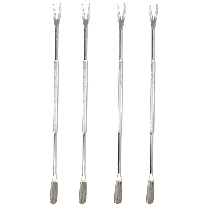 Home Deco Factory Juego de 4 Tenedores para Marisco, Pinchos Doble Uso para Crustáceos y Moluscos, Mango Largo, 18 cm