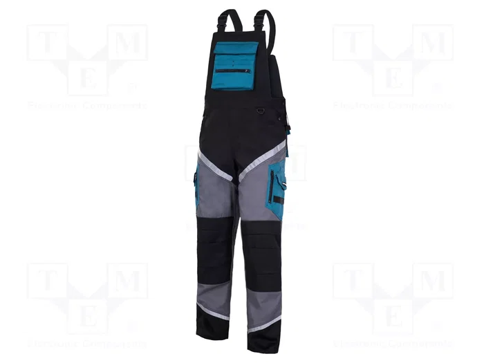 LAHTI PRO Peto de Trabajo con Reflector, Talla L, Negro-Gris-Turquesa LAHTI PRO Peto de Trabajo con Reflector, Talla L, Negro-Gris-Turquesa